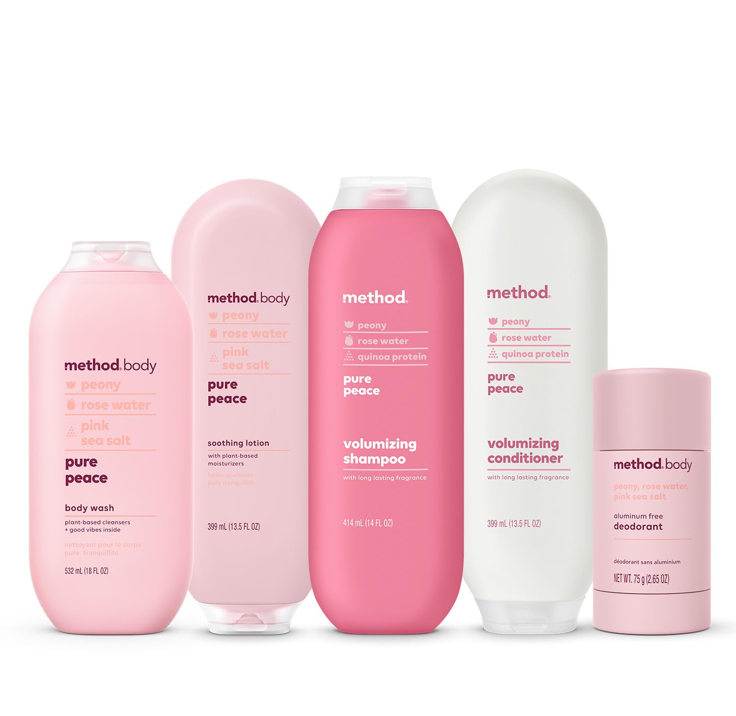 Method bottle staged in bathroom lifestyle setting for calming ritual benefit