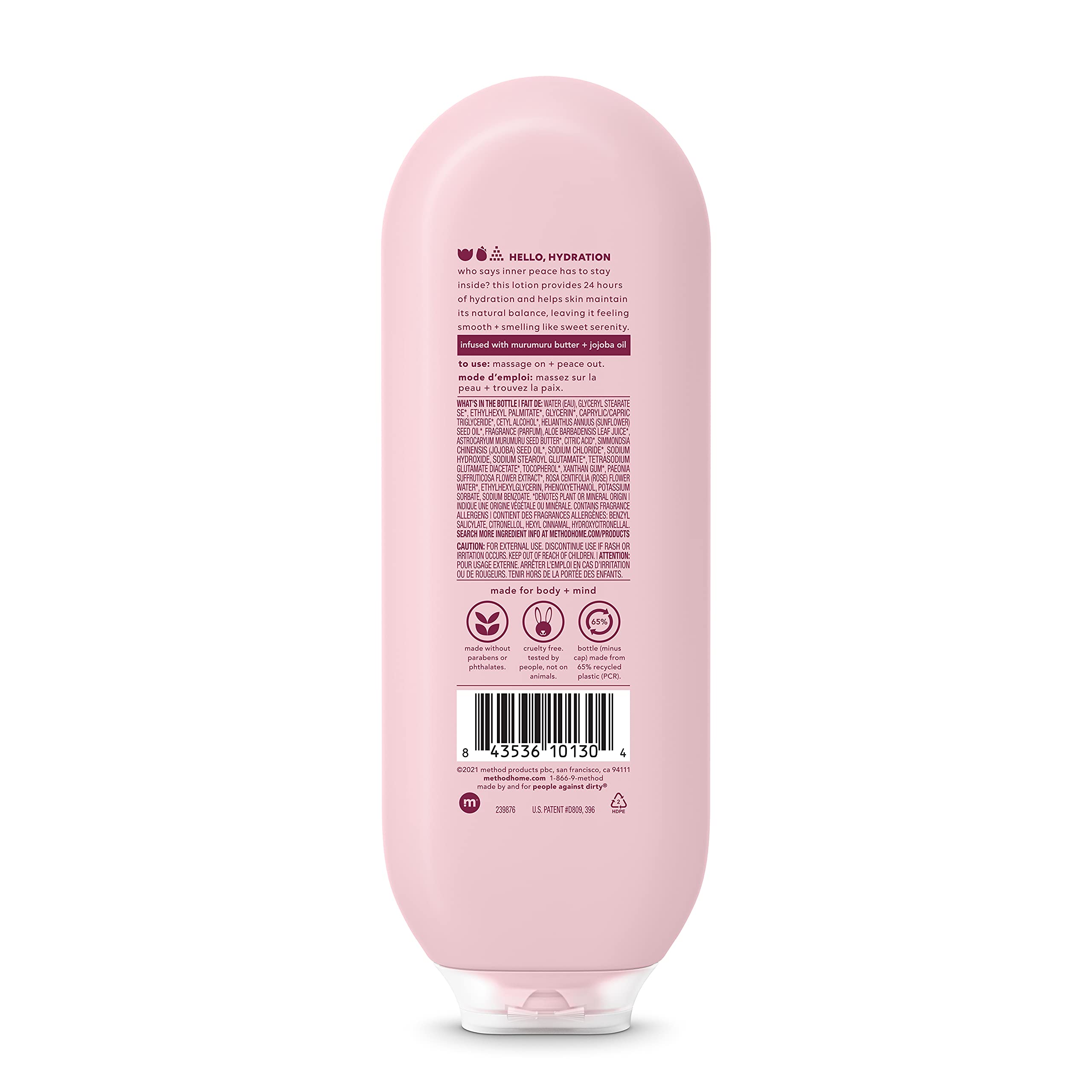 Method Pure Peace pump and label detail highlighting clean ingredients