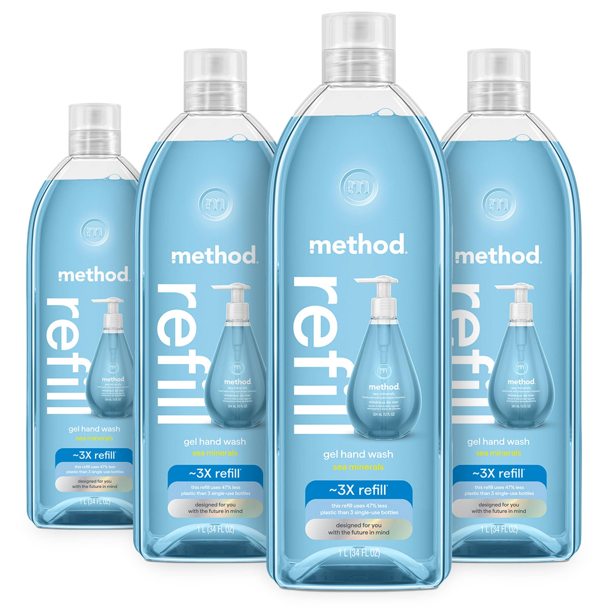 Method sea minerals front packaging shows large recycled-plastic tub and eco benefit