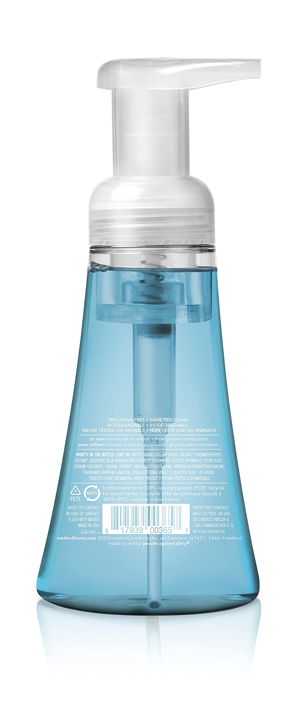Method pump dispensing foam close-up showing soft lather benefit