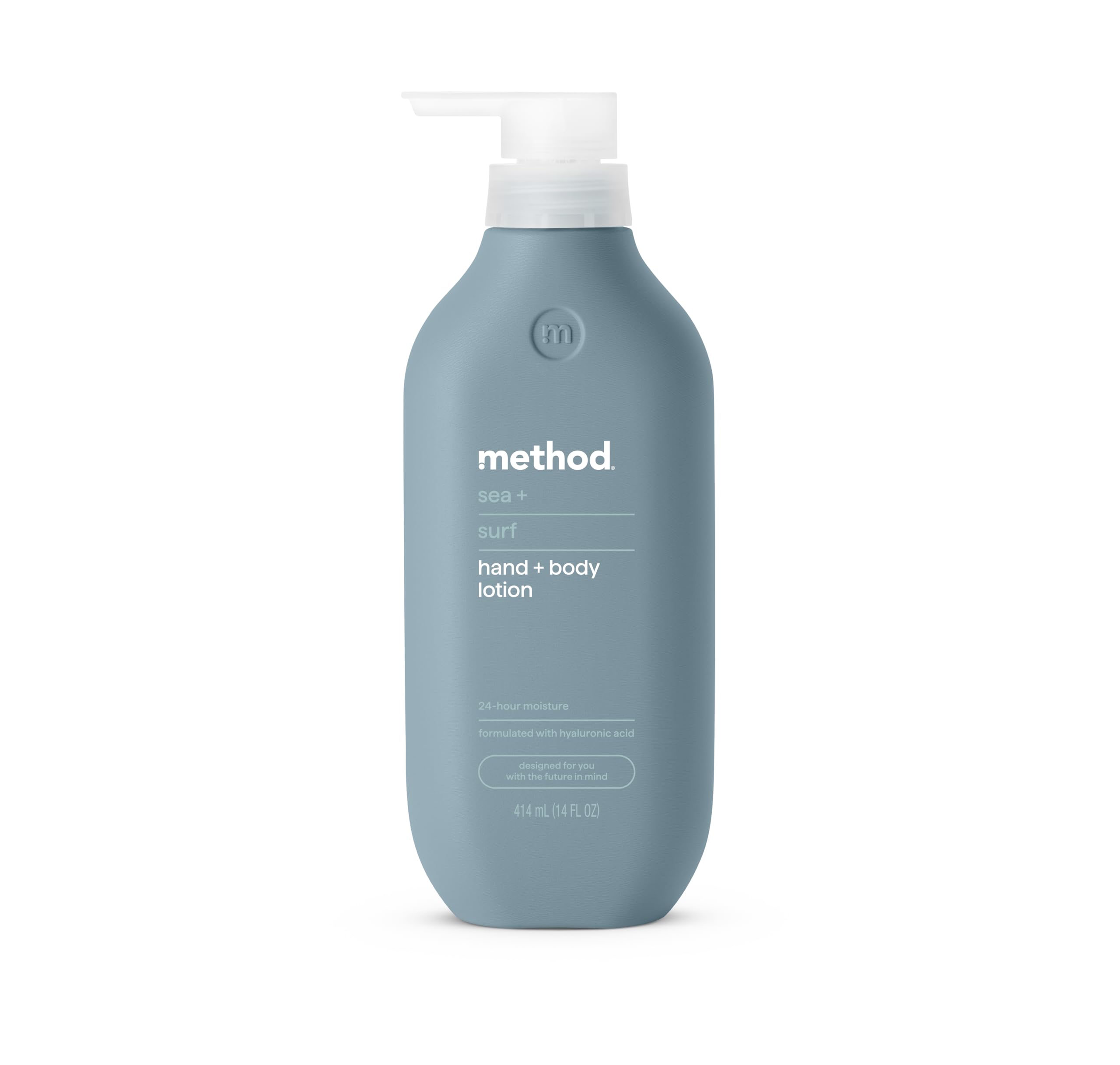 Method bottle front view showing Sea + Surf scent and hydration benefits