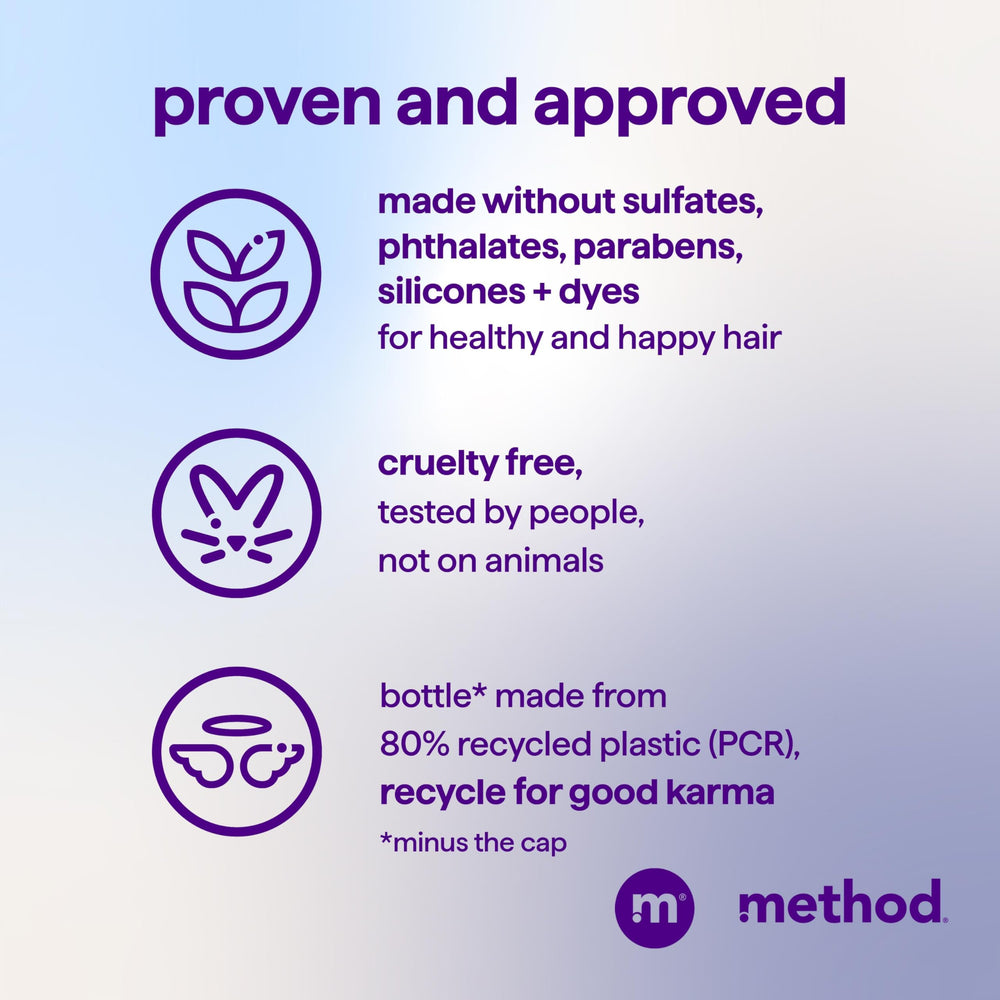 Method before and after hair comparison, showing improved softness and manageability