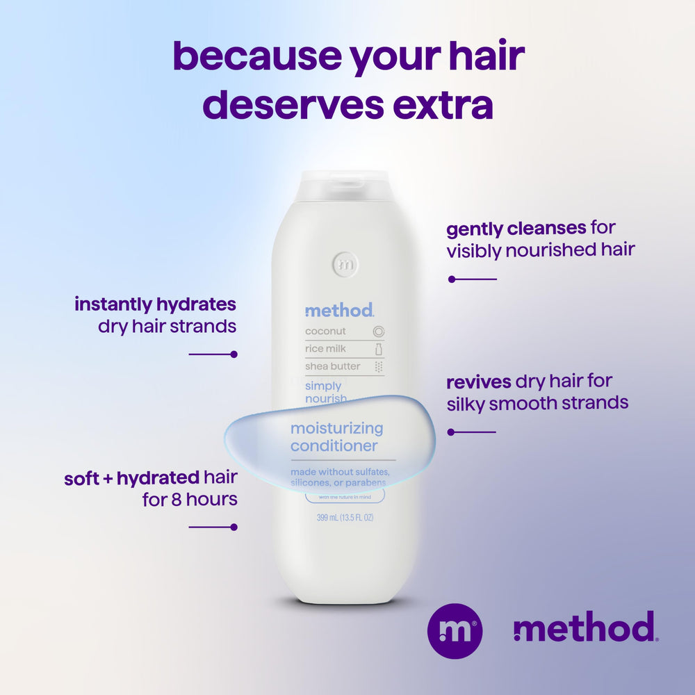 Method close-up of creamy conditioner texture on fingers, illustrating rich moisturizing feel