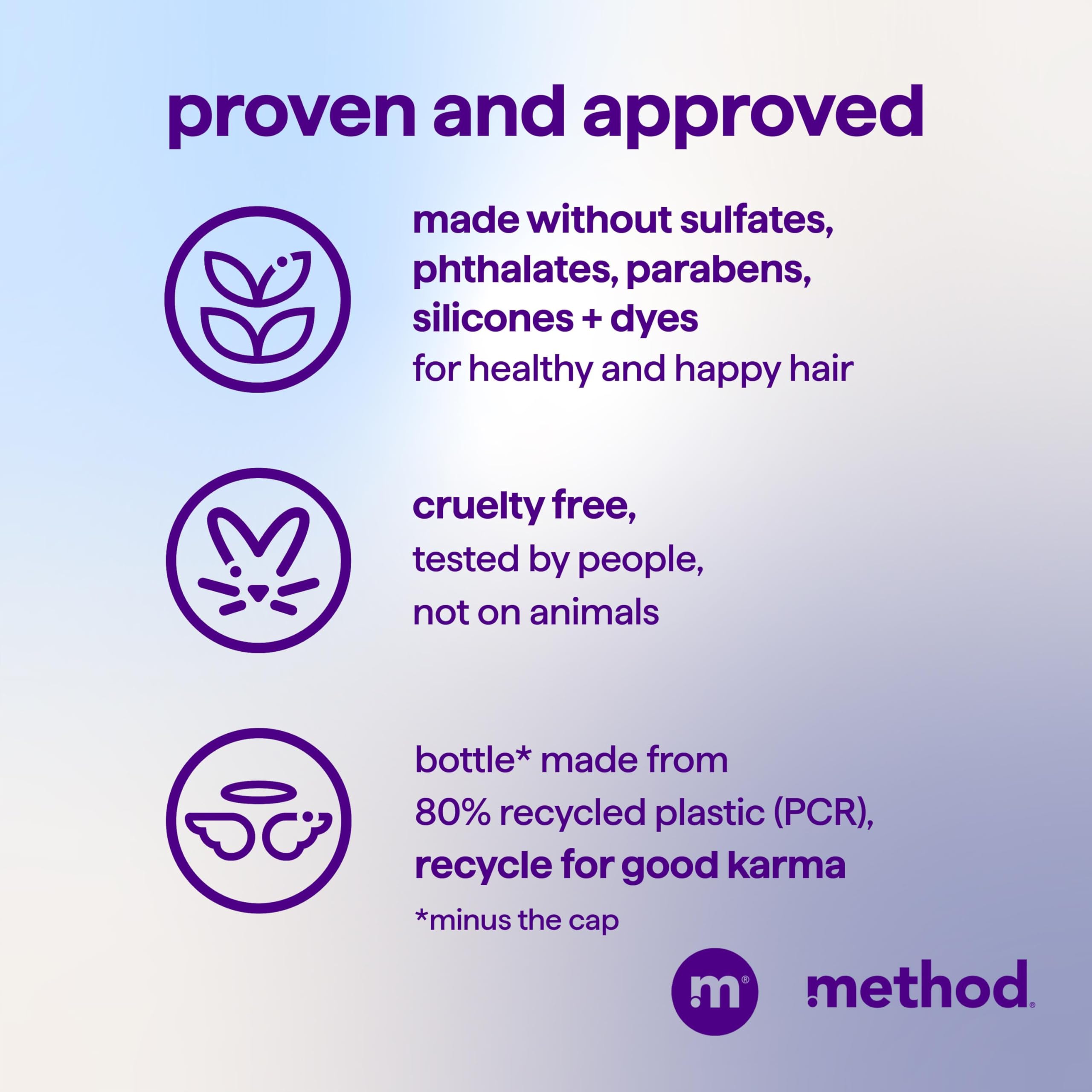 Method shampoo being applied in shower showing easy lather and moisturizing action