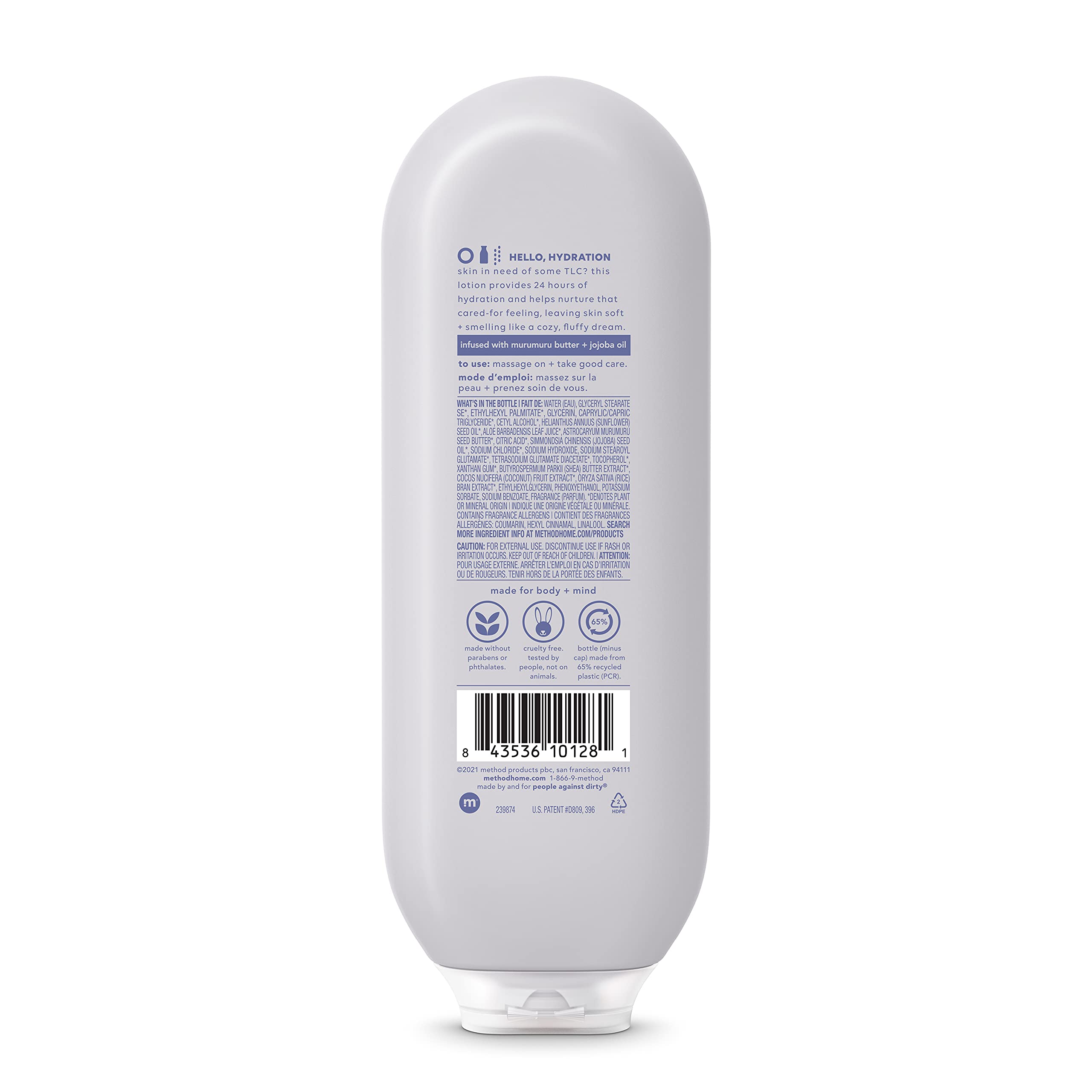 Method Simply Nourish pump dispensing lotion demonstrating convenient one-handed application and control