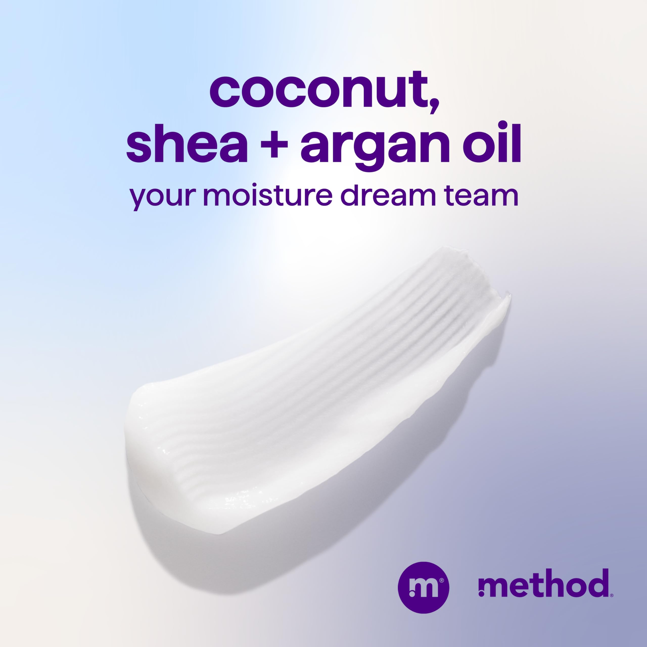 Method dispense pump with conditioner in hand, demonstrating smooth texture for easy application