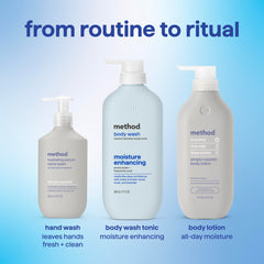 Method 17 fl oz bottle next to common objects to show true size and value