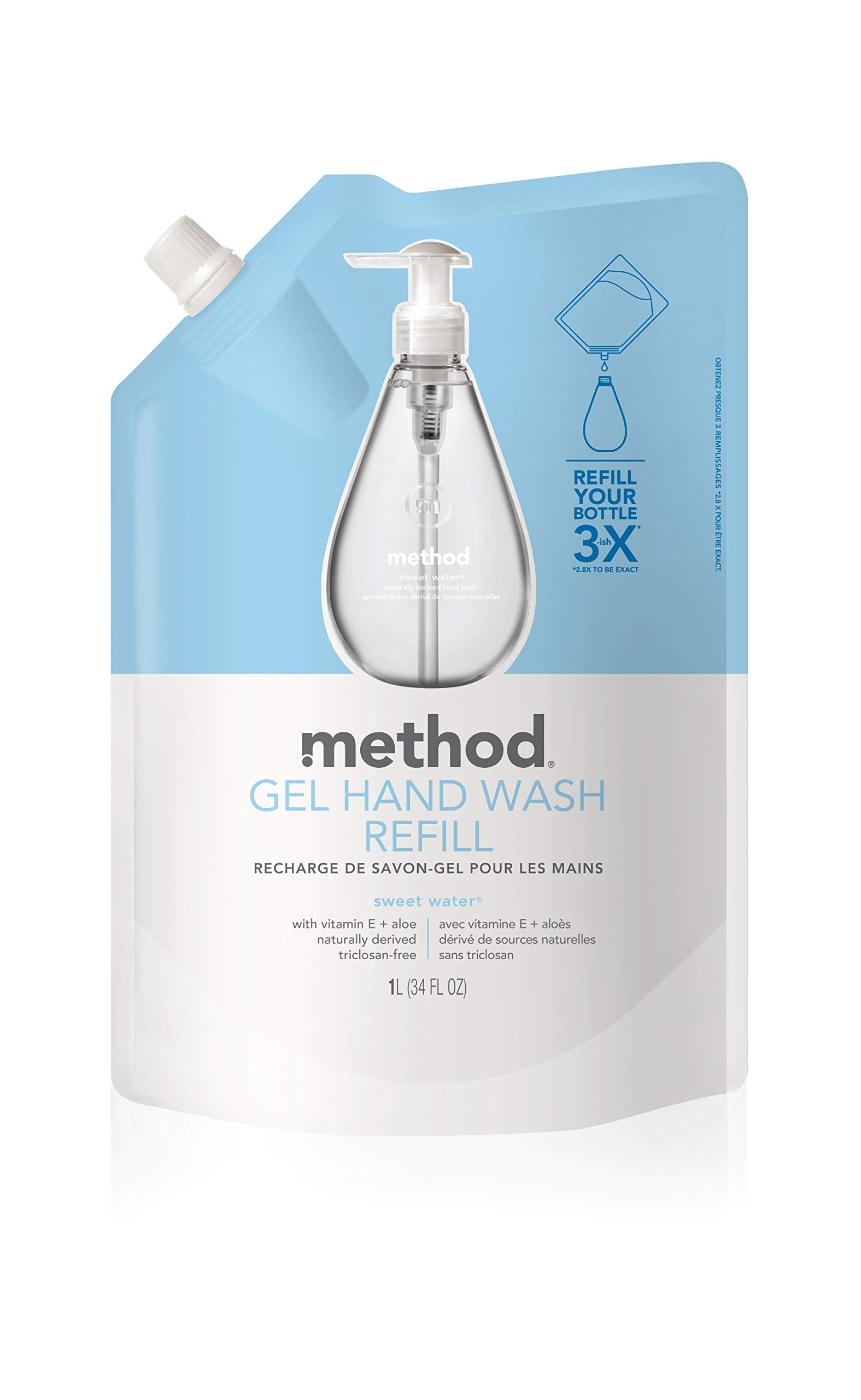 Method Sweet Water refill pour spout detail enabling clean transfers