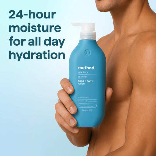 Method lotion texture close-up demonstrating quick absorption and smooth finish