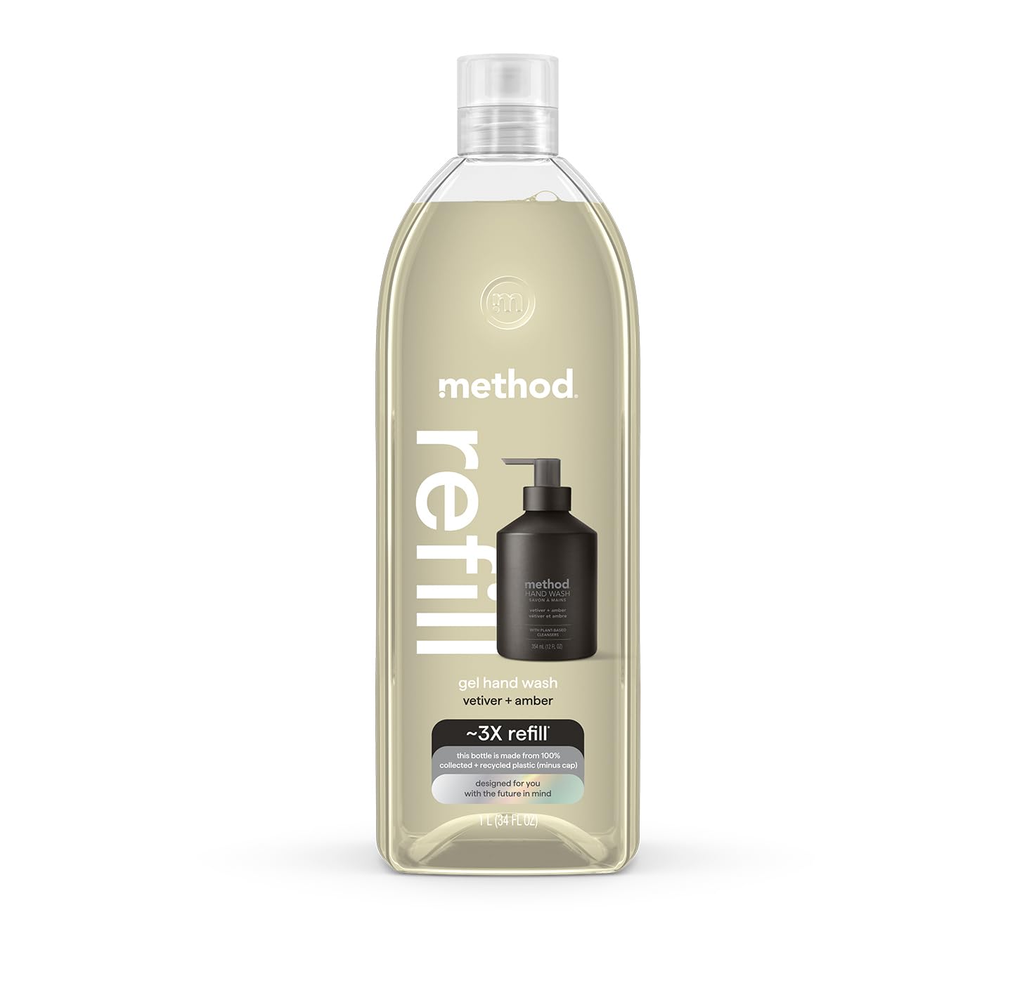 Method vetiver + amber front tub showing label and recyclable design benefit