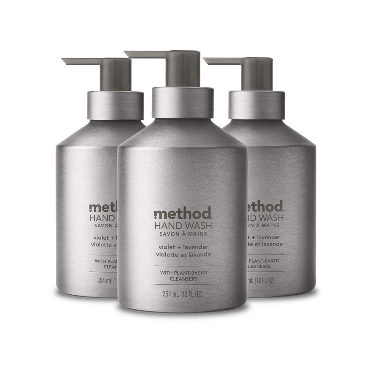Method front bottle showing label and elegant aluminum finish for stylish counters