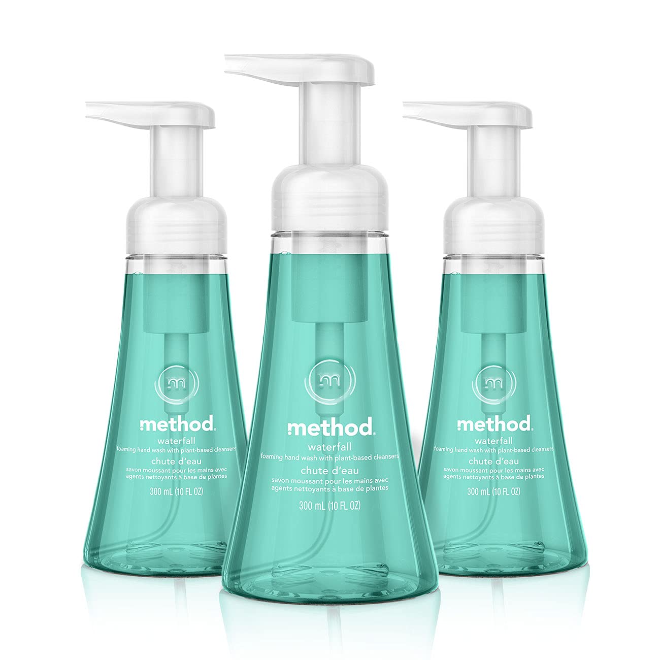 Method bottle front packaging showing three Waterfall bottles and clear labeling