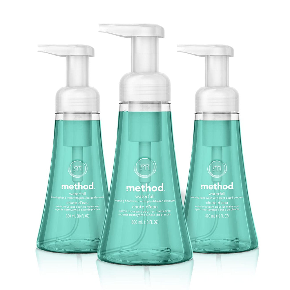 Method bottle front packaging showing three Waterfall bottles and clear labeling