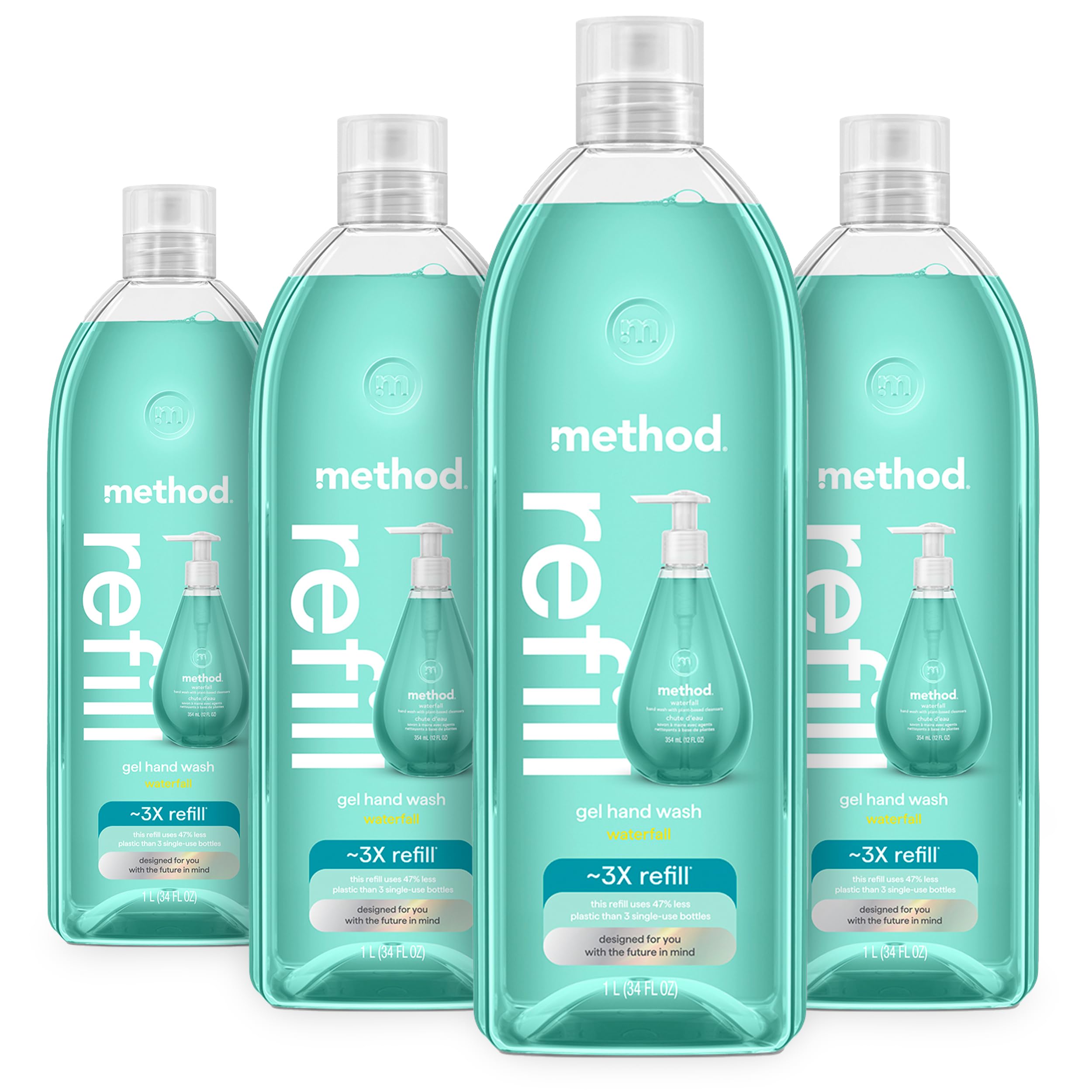 Method Waterfall front recyclable pack shows eco-friendly refill benefits