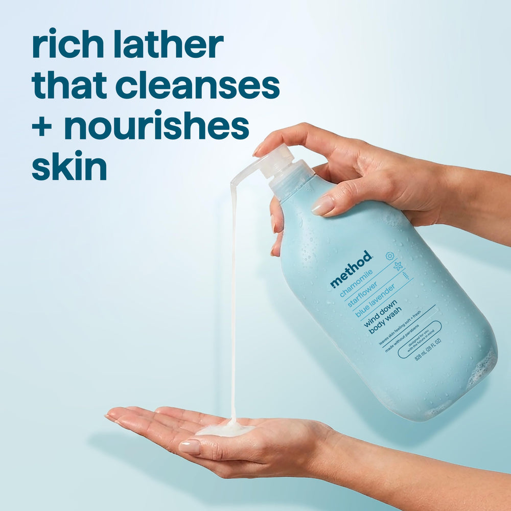 Method bottle recycled-plastic badge emphasizing eco-friendly packaging
