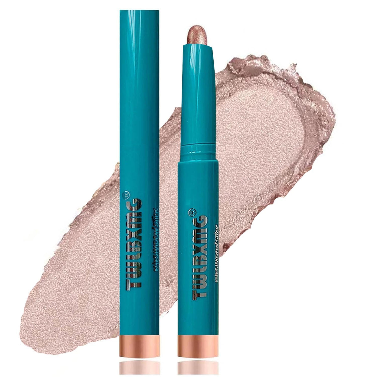 Metiplou front packaging showing rose gold shade and compact design benefit portability