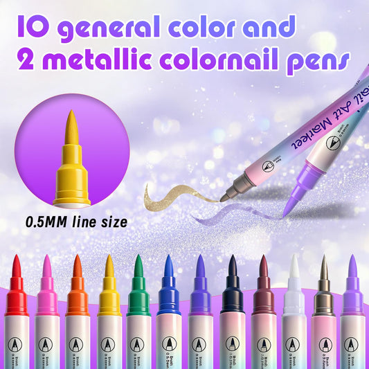 Metuu closeup of dual-tip marker showing fine and brush tips advantage