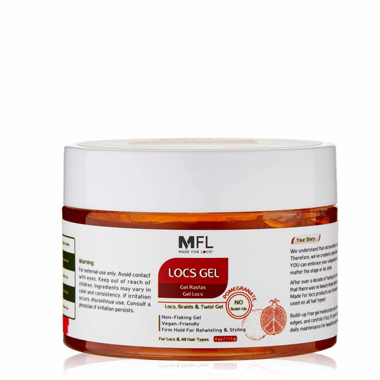 MFL MADE FOR LOCS jar front view showing pomegranate label and firm hold promise