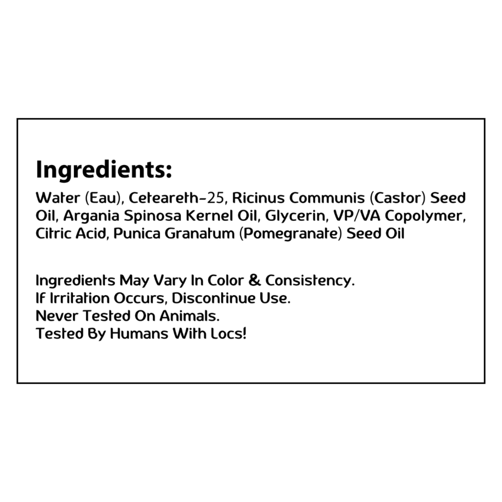 MFL MADE FOR LOCS product label close-up showing ingredients and usage tips