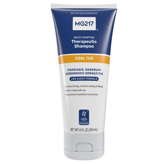 MG217 front packaging showing brand and coal tar strength, clear product identity and benefit