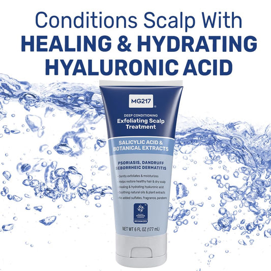 MG217 label closeup highlighting salicylic acid and hyaluronic acid