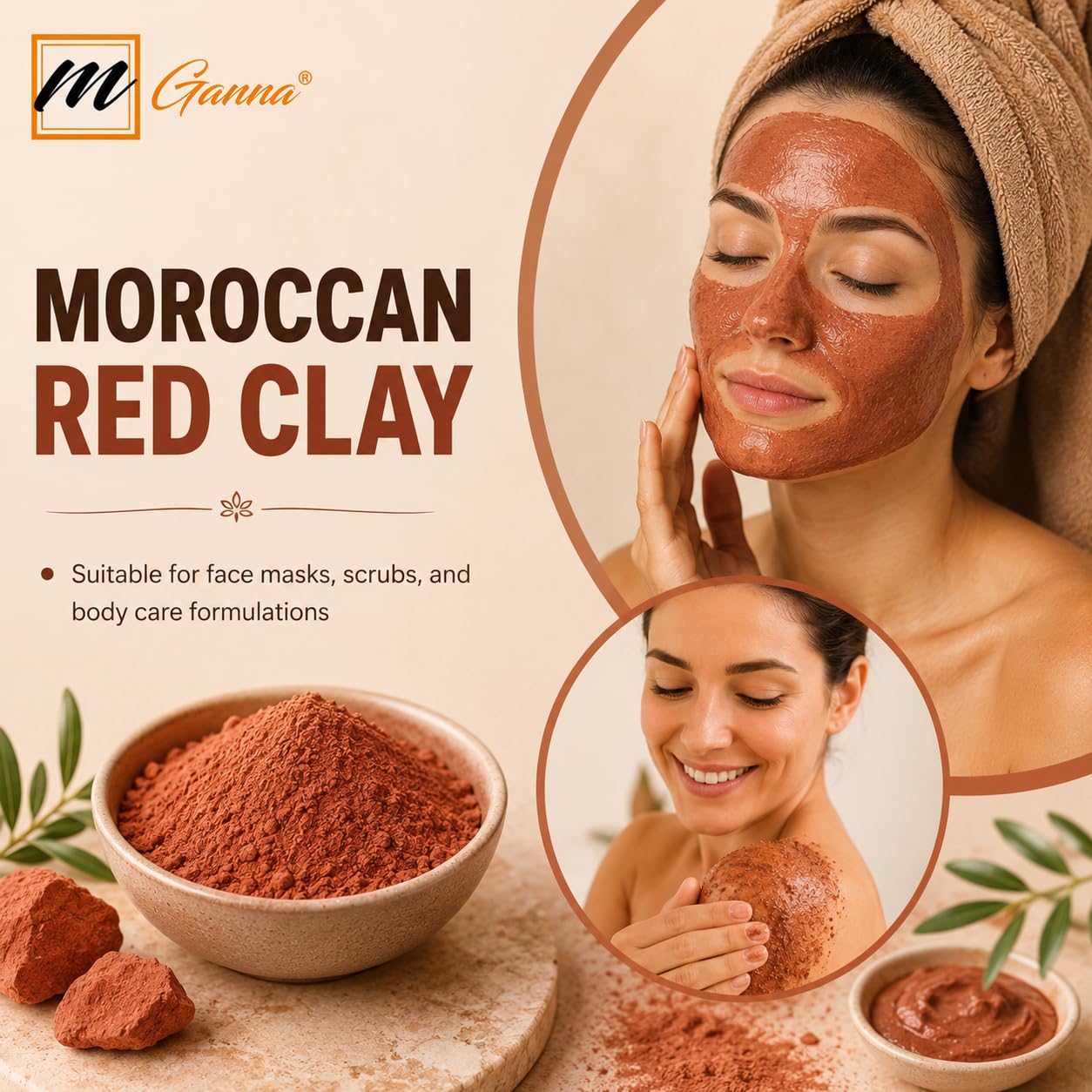 mGanna clay mixed into paste with water demonstrating easy preparation benefit