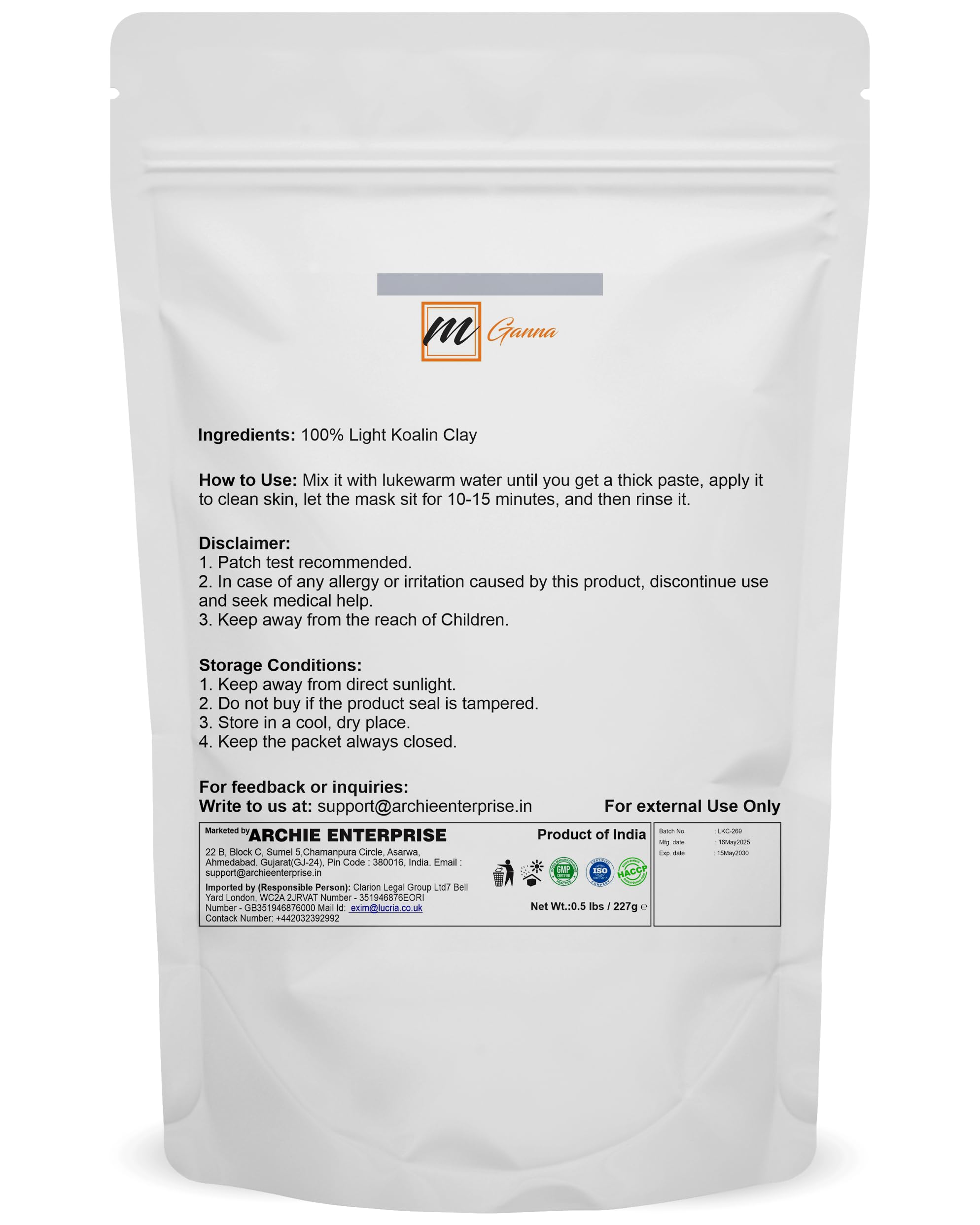 mGanna fine kaolin powder close-up revealing soft texture for smooth formulations
