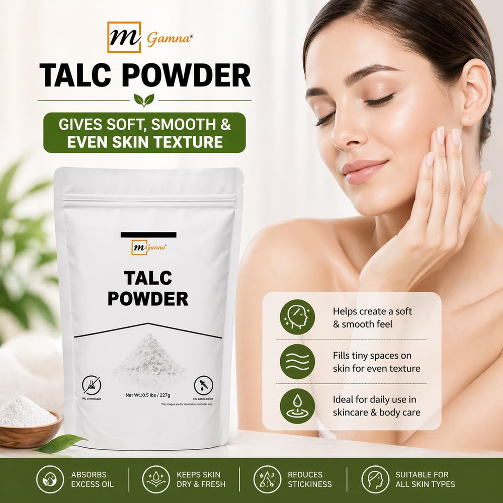 mGanna powder on hand for scale, illustrating fine consistency benefit