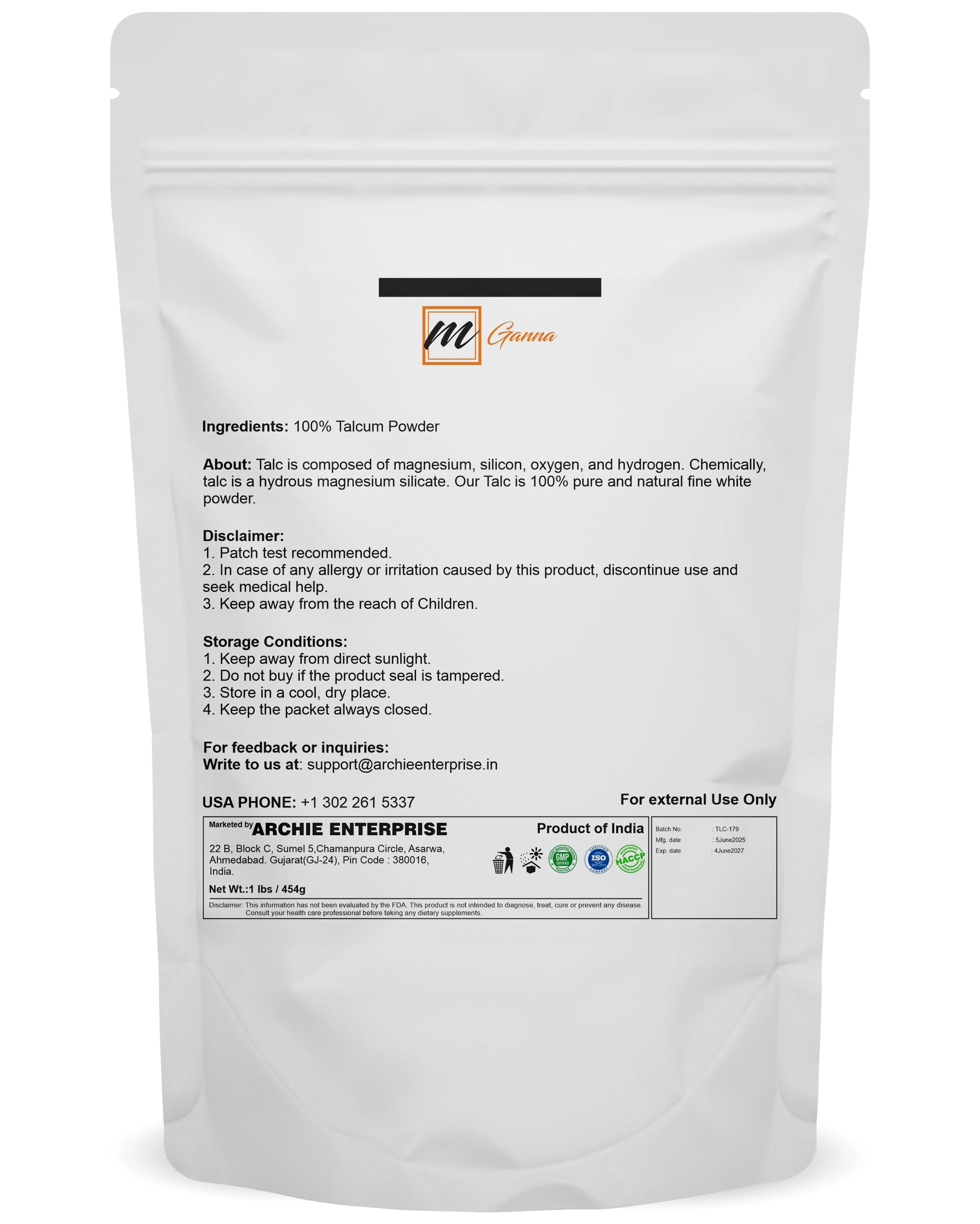 mGanna open pouch with fine powder, demonstrating easy dispenser benefit