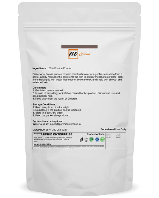 mGanna close-up of fine pumice grains highlights texture for gentle exfoliation