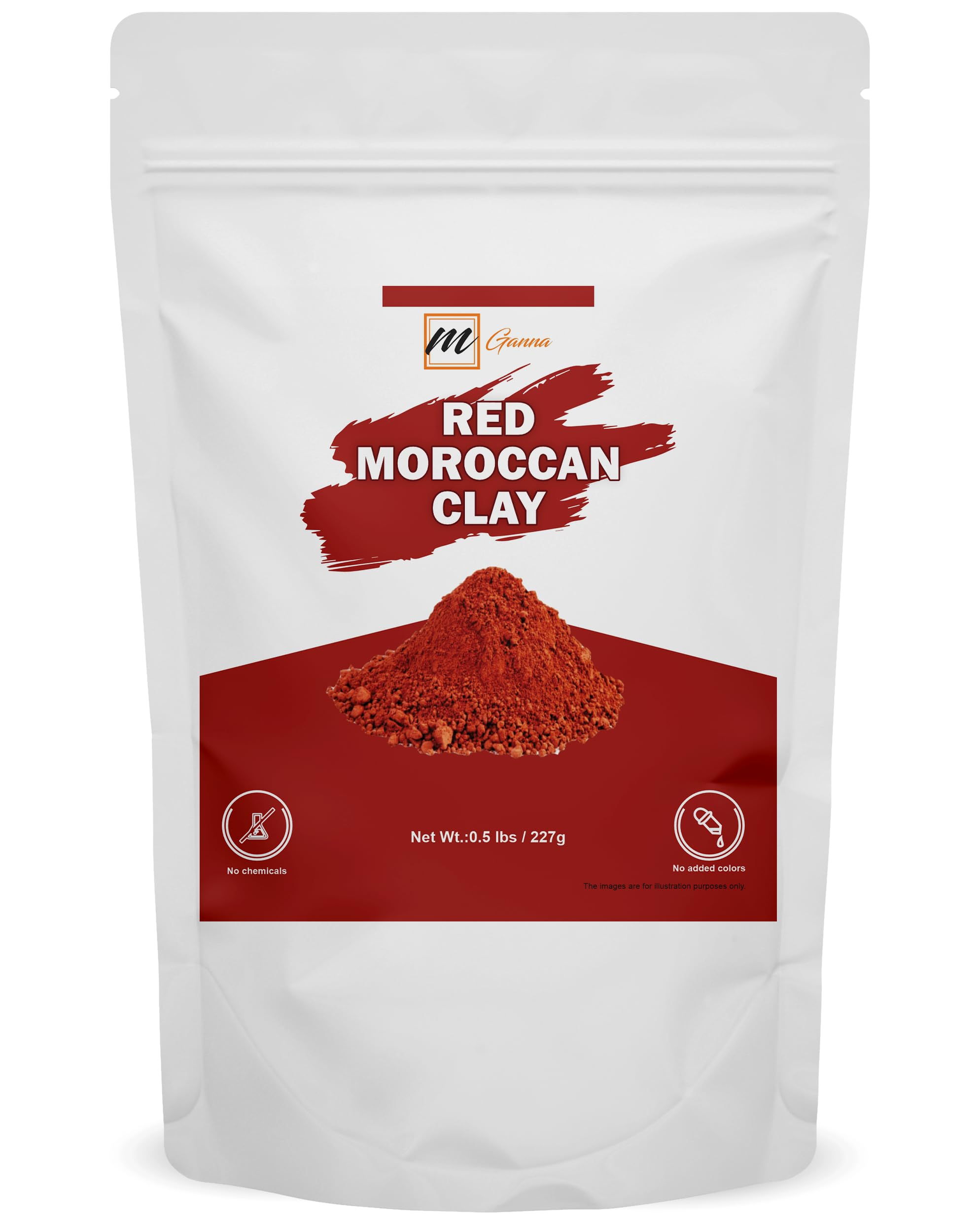 mGanna red clay front packaging showing product identity and natural appeal