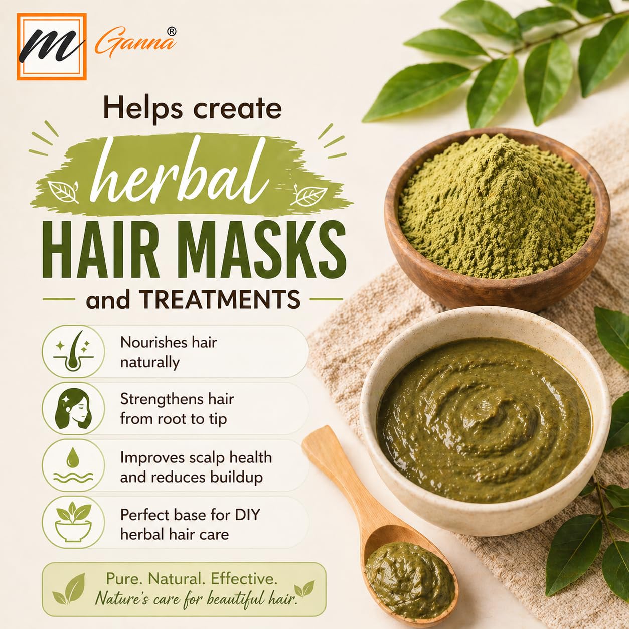 mGanna Sidr powder mixed paste in bowl ready to use as cleanser
