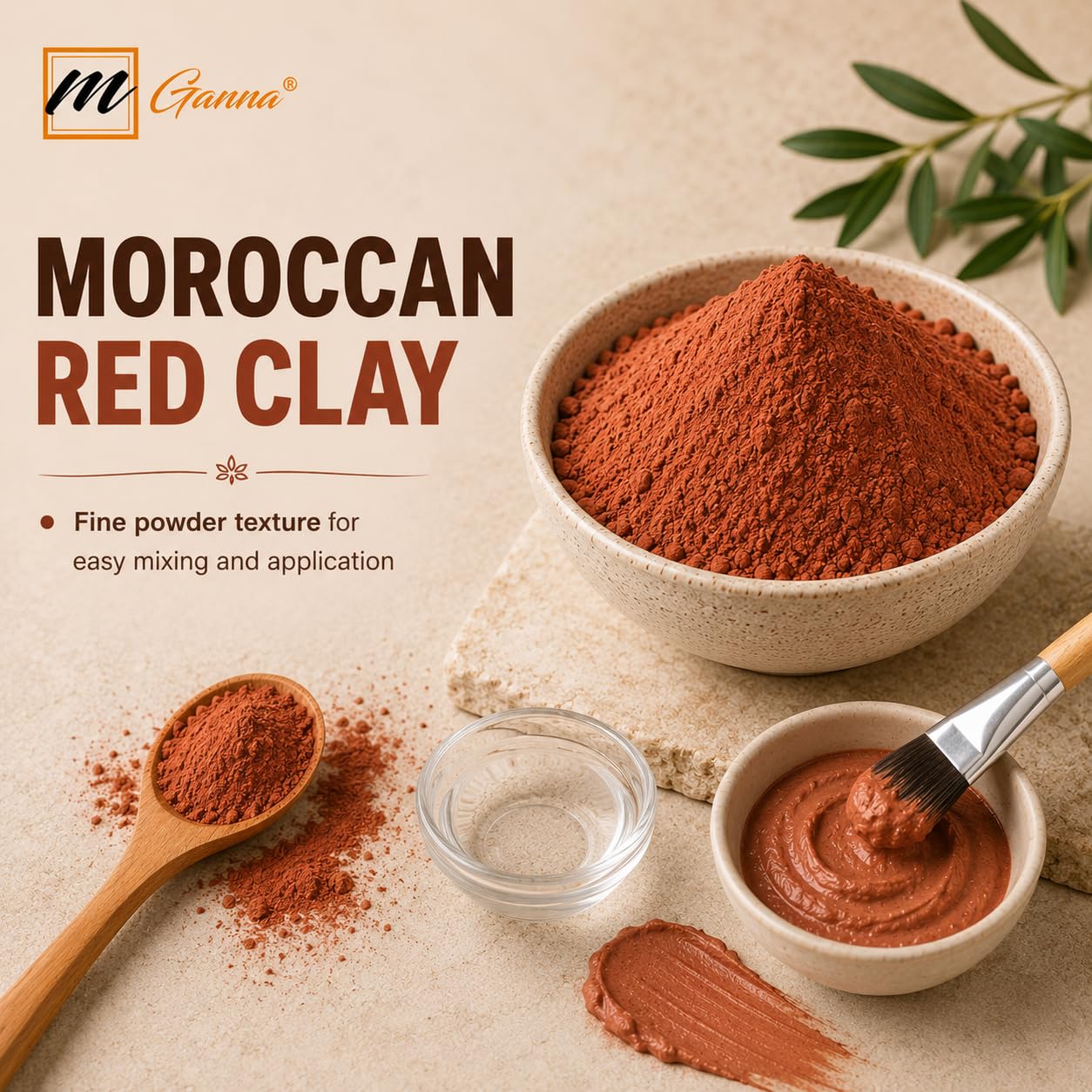 mGanna powder in bowl with soap ingredients showing natural coloring use