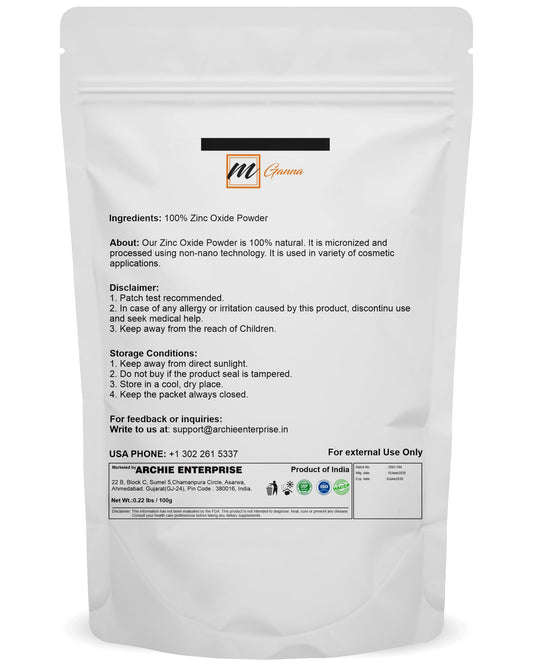 mGanna close-up of bright white zinc oxide powder showing fine texture for smooth blending