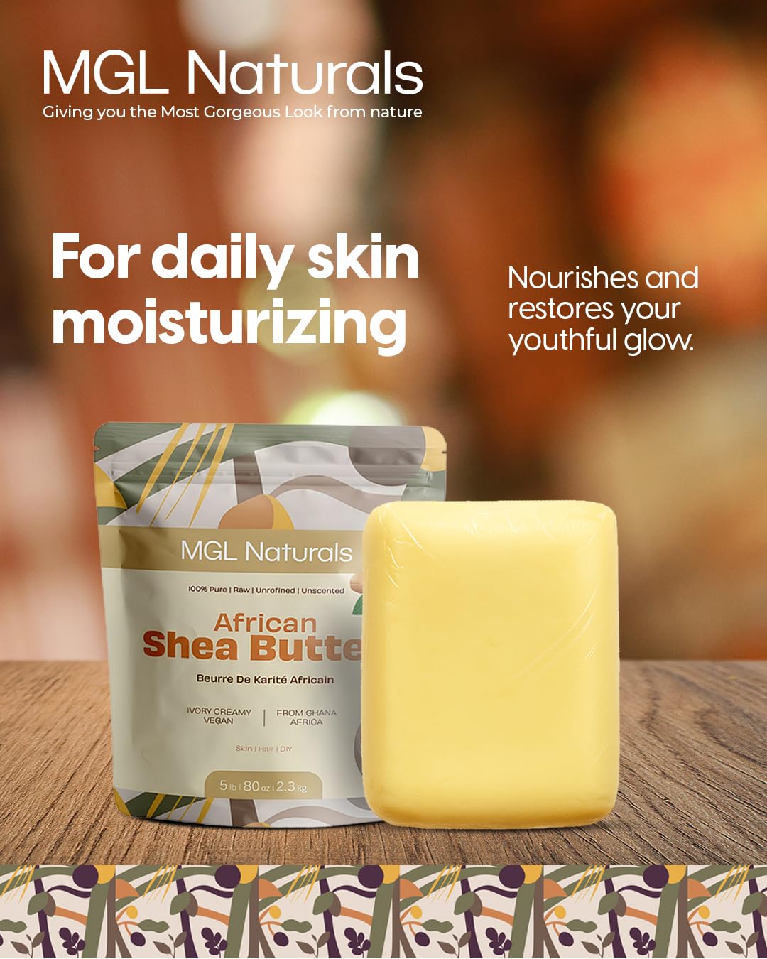 MGL Naturals melted shea butter in hands demonstrating easy absorption
