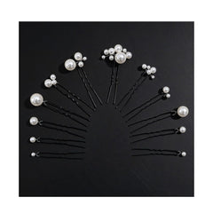 MHKLCD front view of 12-piece bridal pearl pins showcasing set and benefit of coordinated styling