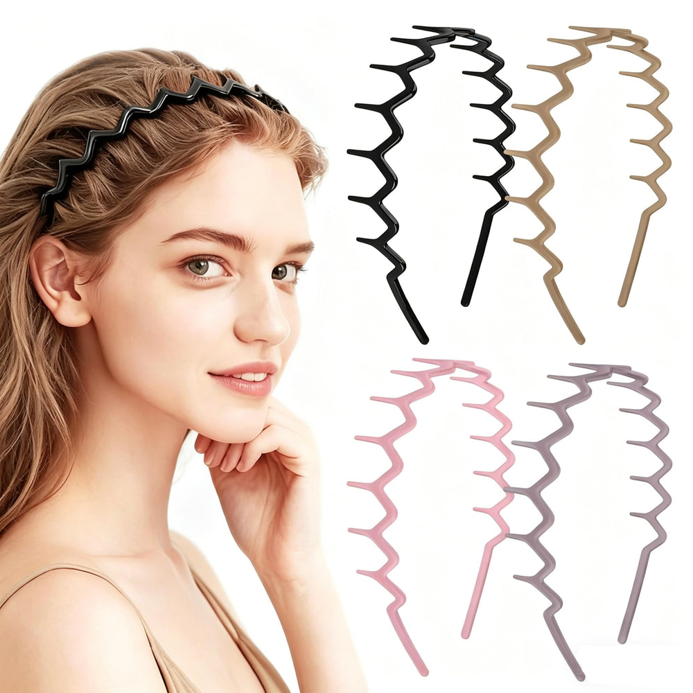 MHWTS front view of four headbands showing colors and slim profile for versatile styling