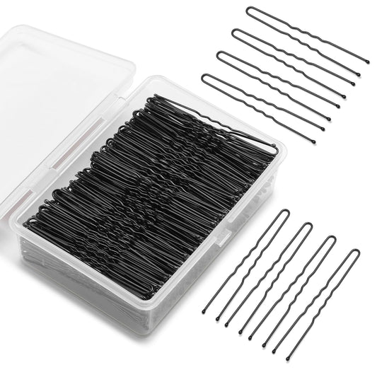 Mia Klein front packaging showing 250 black U-shaped pins and clear box for organized storage