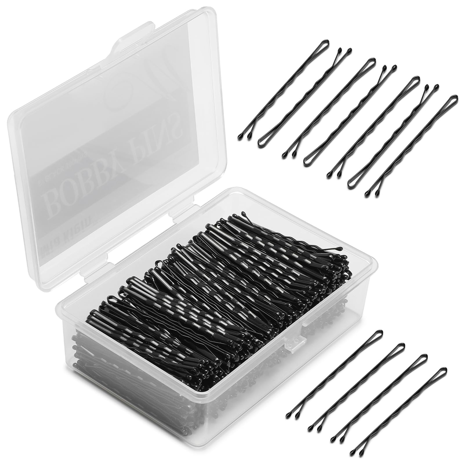 Mia Klein front packaging of 300 bobby pins showing count and black color for reliable hold