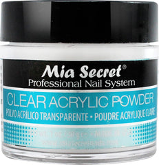 Mia Secret jar front view showing clear acrylic powder for professional nails