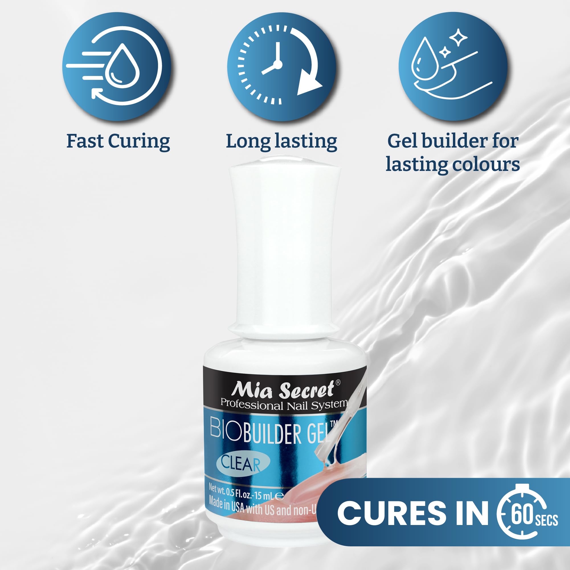 Mia Secret encapsulating glitter under clear gel for protected nail art