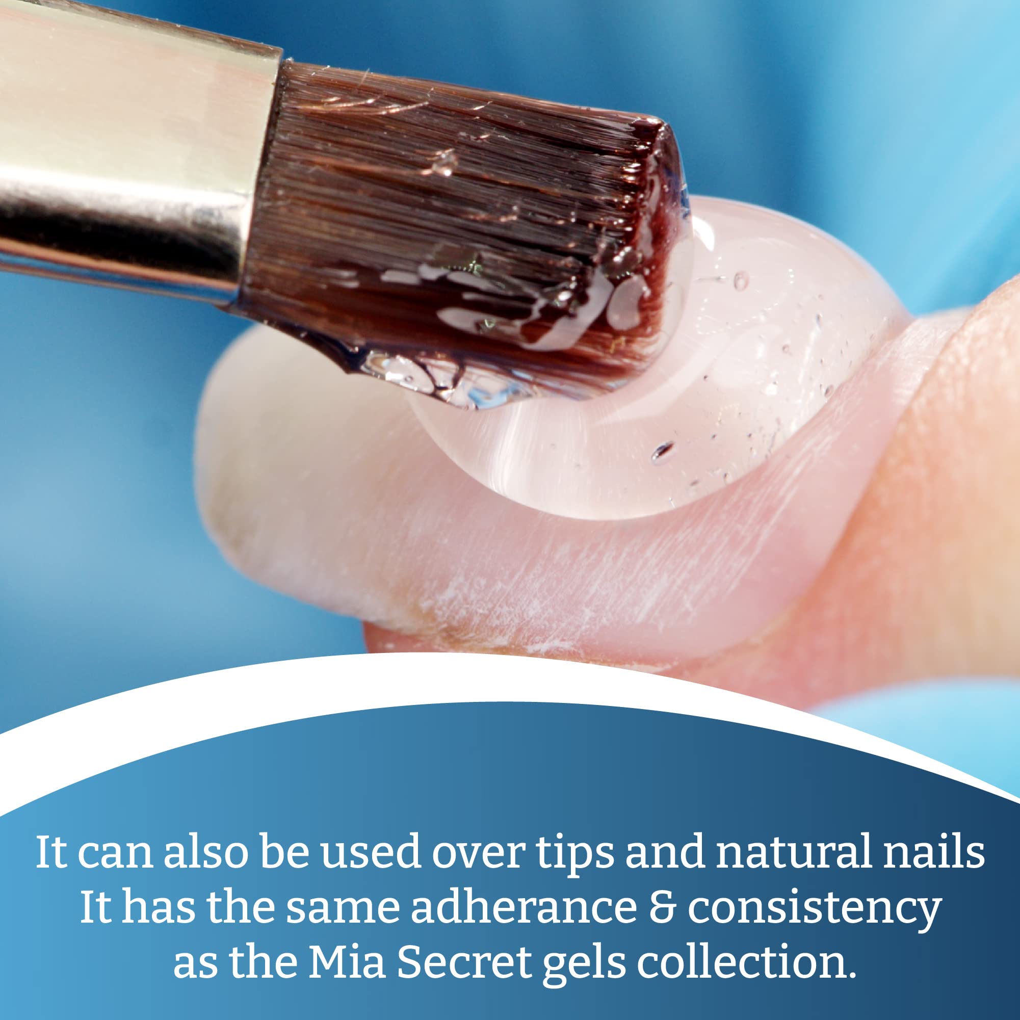 Mia Secret overlay on a natural nail adding reinforcement and shine