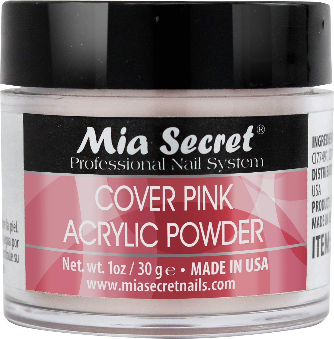 Mia Secret jar front packaging showing cover pink for smooth salon finish