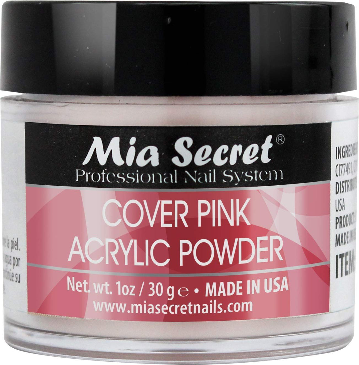 Mia Secret jar front packaging showing cover pink for smooth salon finish