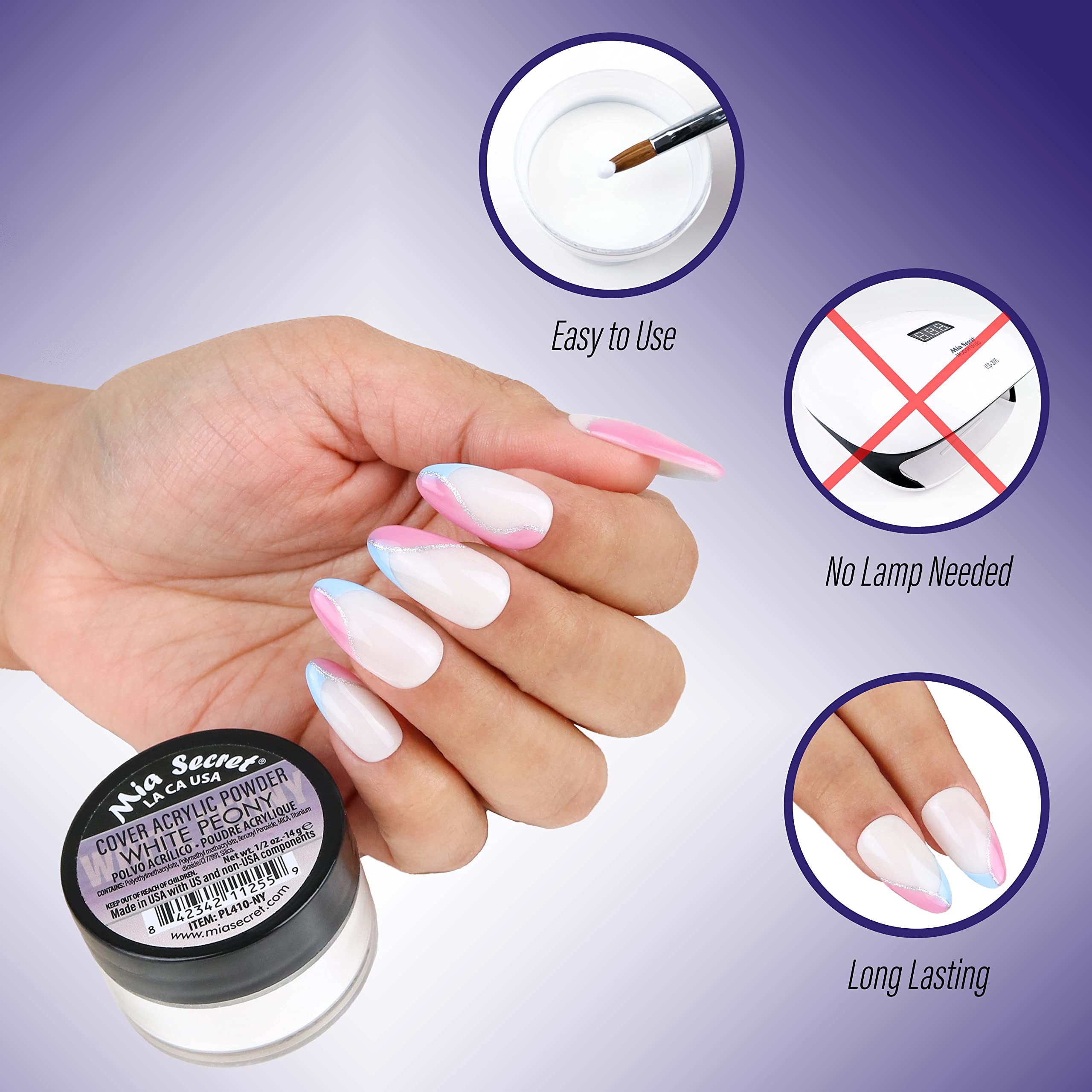 Nail technician applying Mia Secret powder for durable, natural-looking coverage