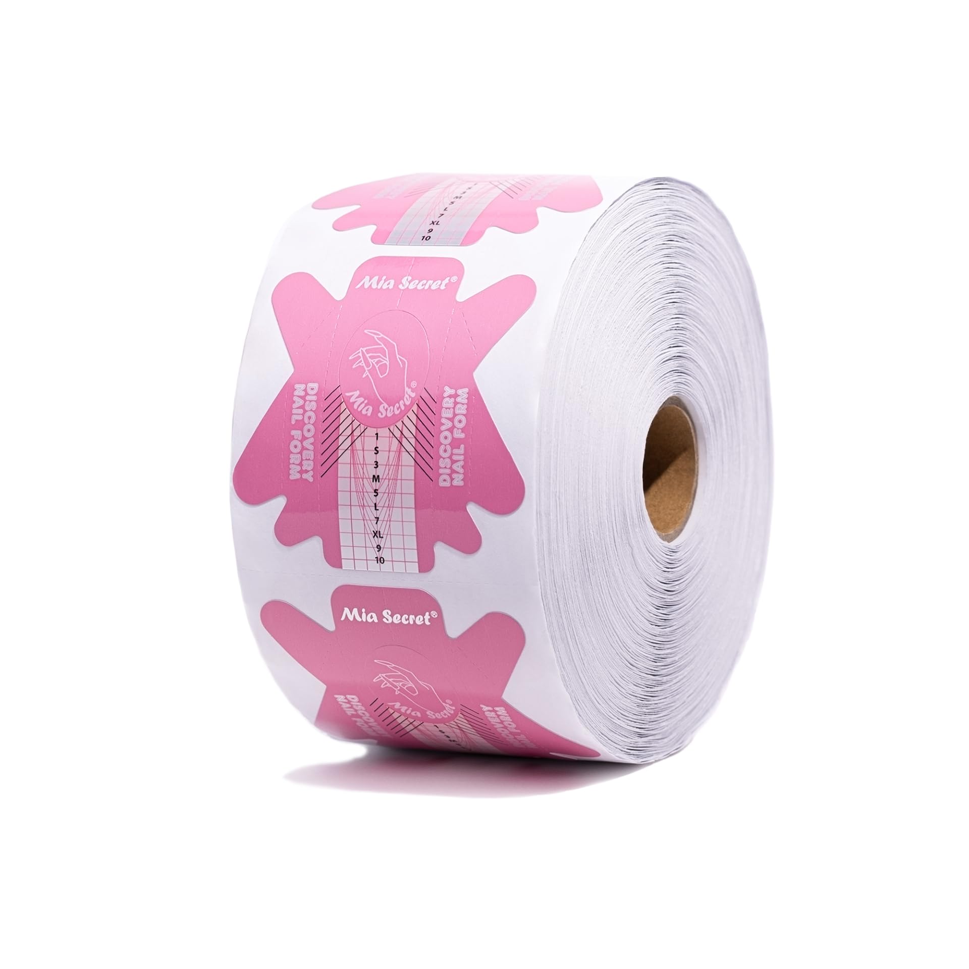 Mia Secret front packaging showing 500-piece form pack for quick setup