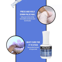Mia Secret bonding a nail extension in use, secure adhesion for long wear
