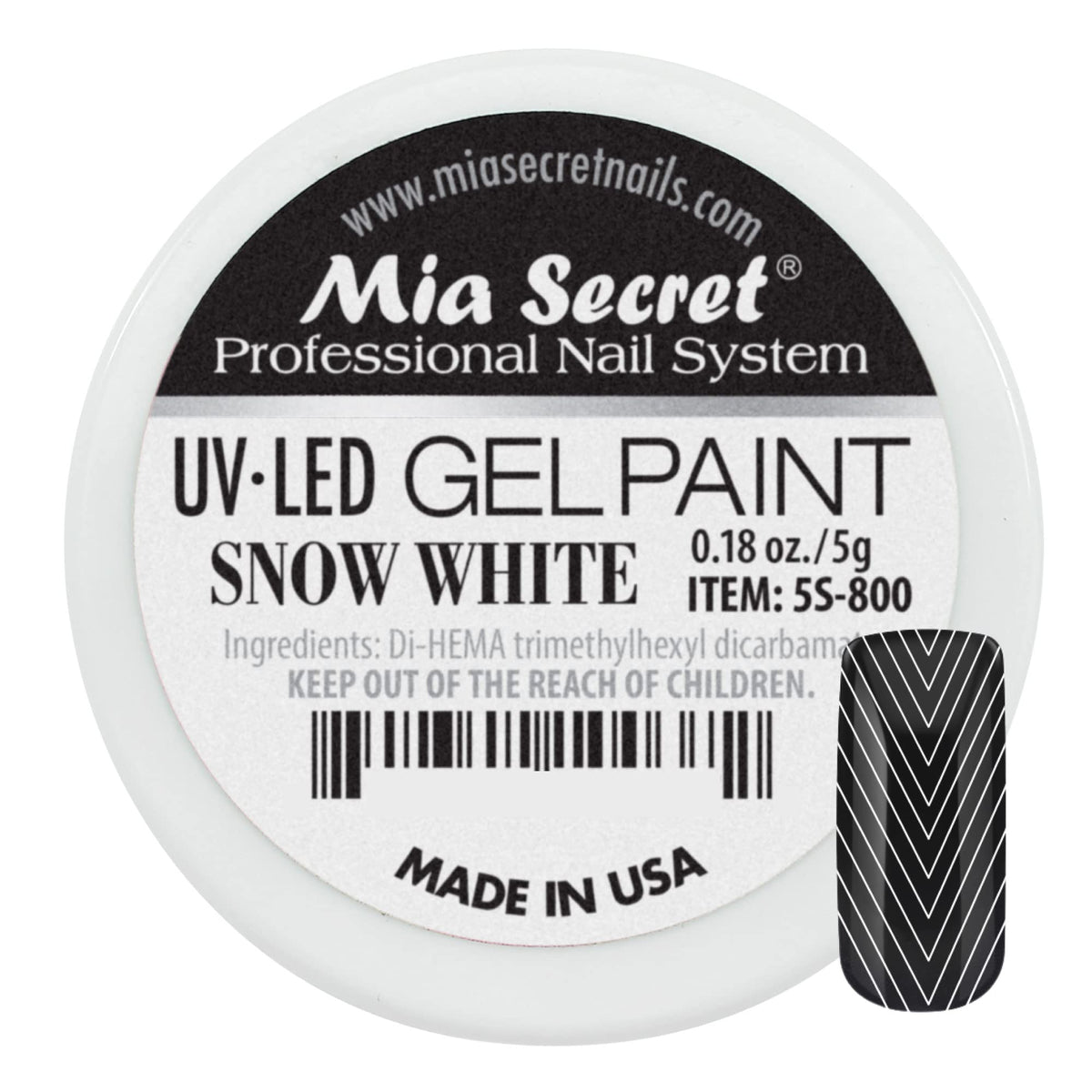 Mia Secret jar front showing product and compact size benefits