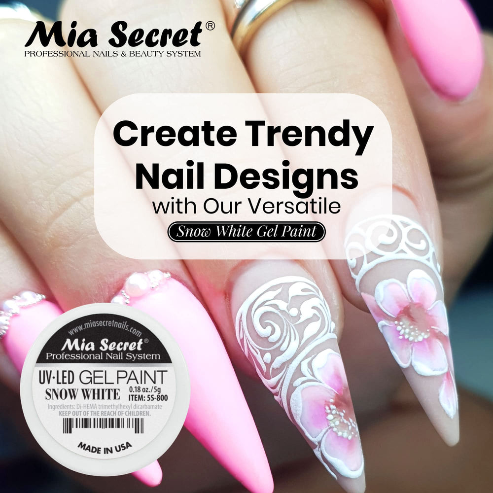 Mia Secret white swatch on nail tip illustrating opaque coverage