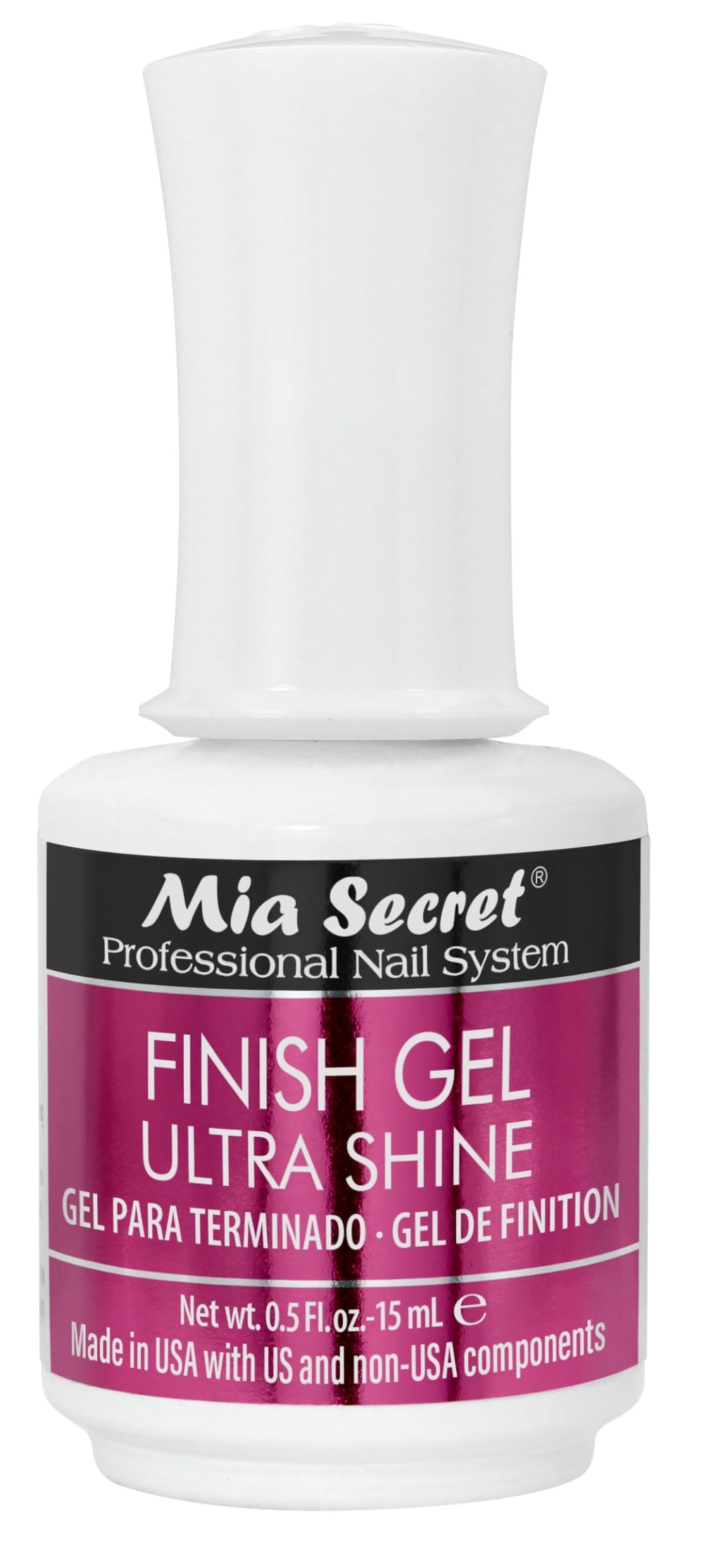 Mia Secret front bottle view showing clear high gloss top coat